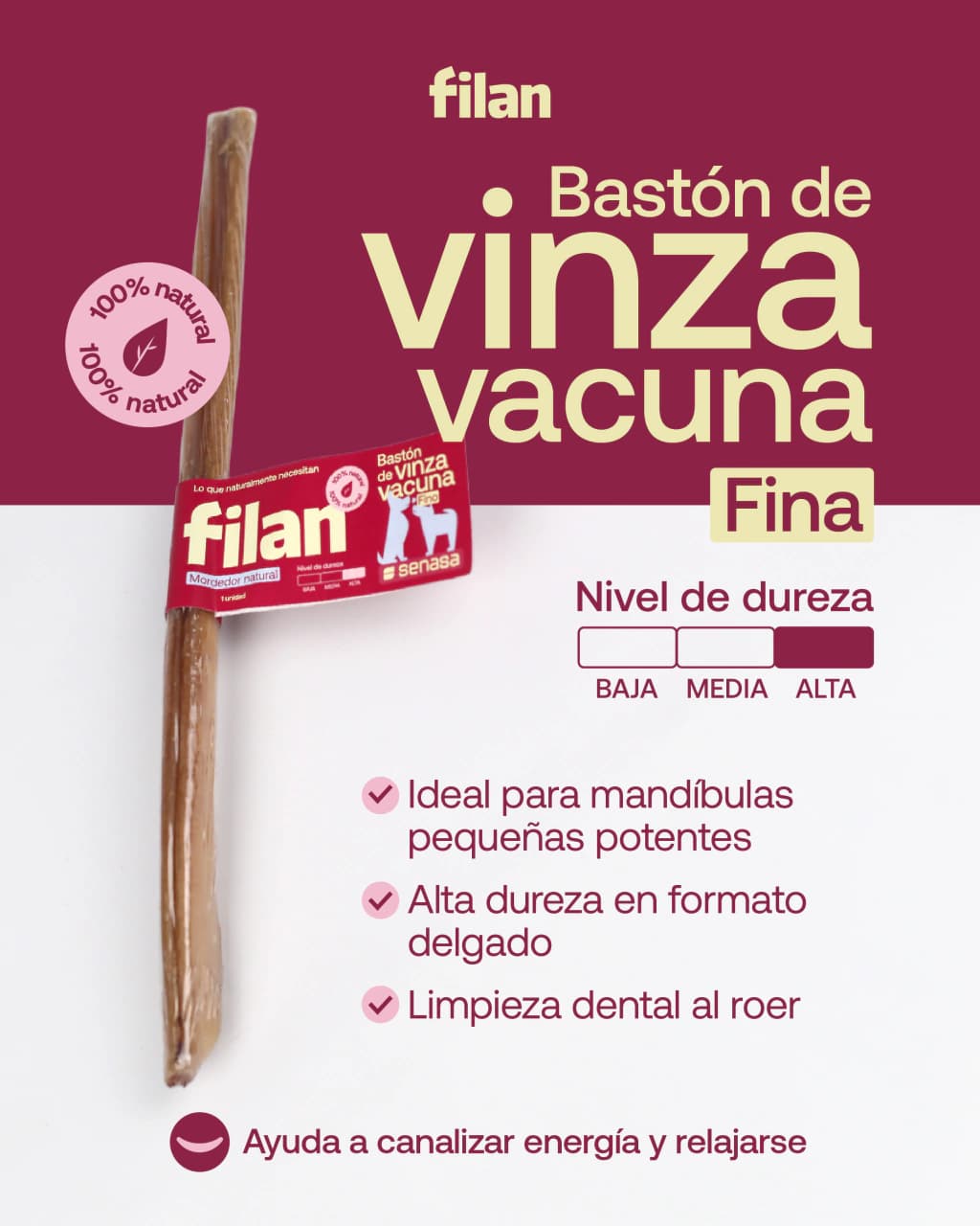 Bastón de Vinza Vacuna Fina